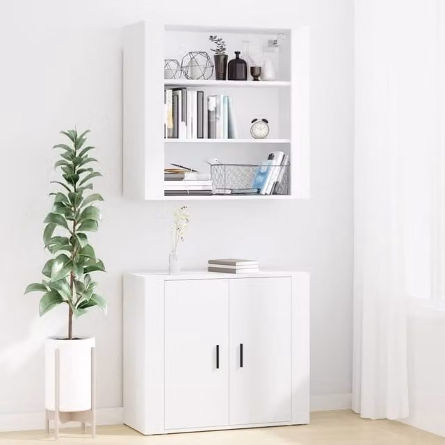 Berkfield Home Highboard in White Matt Engineered Wood W/D/H: 70 x 33 x 80 cm