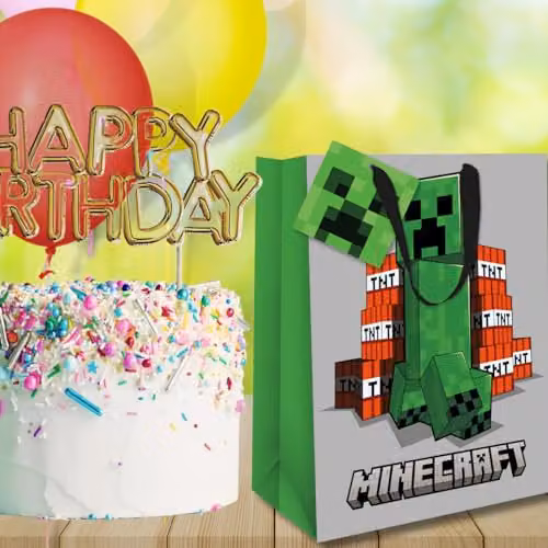 Official Minecraft Multicolour Paper Gift Bag for Birthdays and Parties – 3