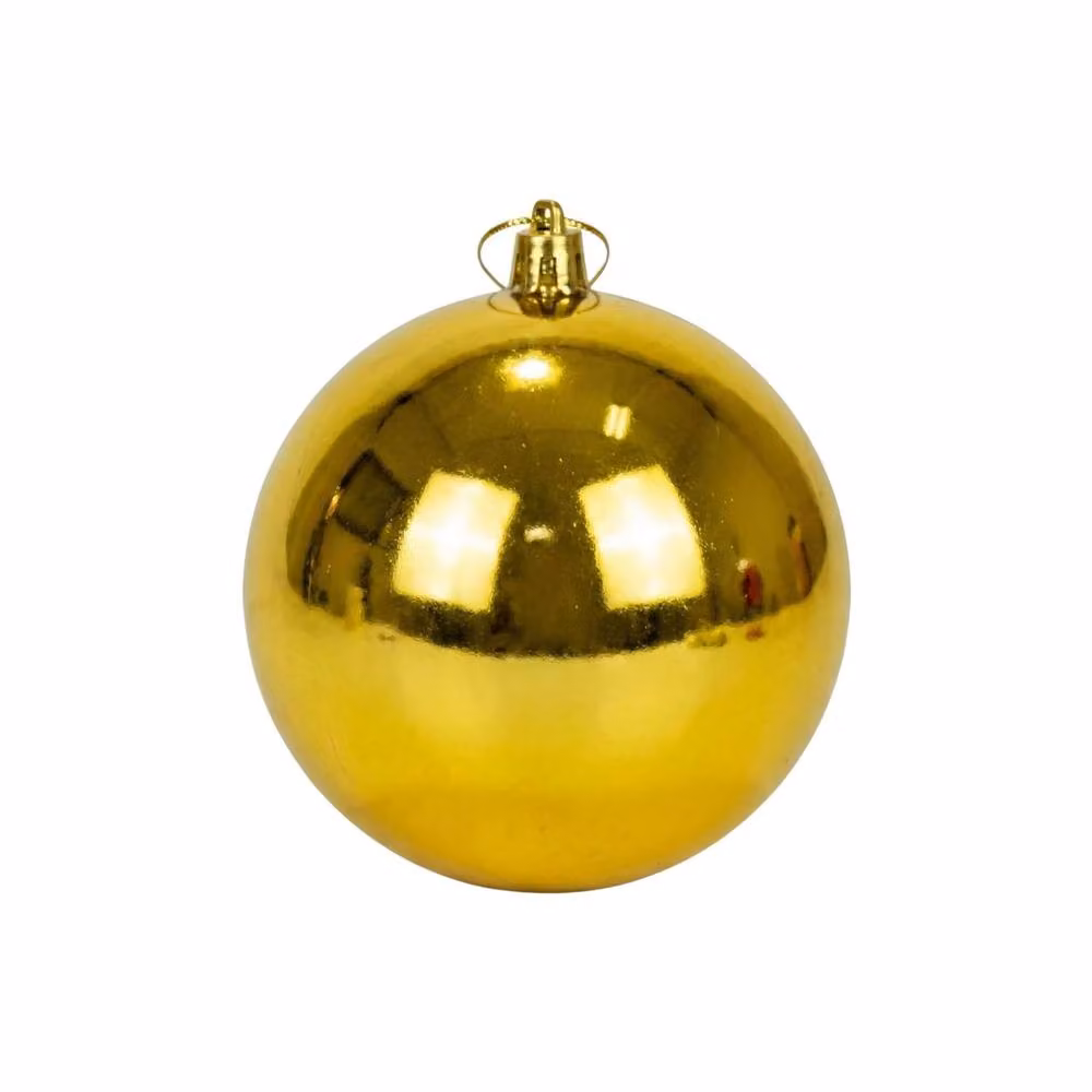 Shatchi Gold Glossy Christmas Bauble, 25cm Round Plastic Hanging Ornament – 3