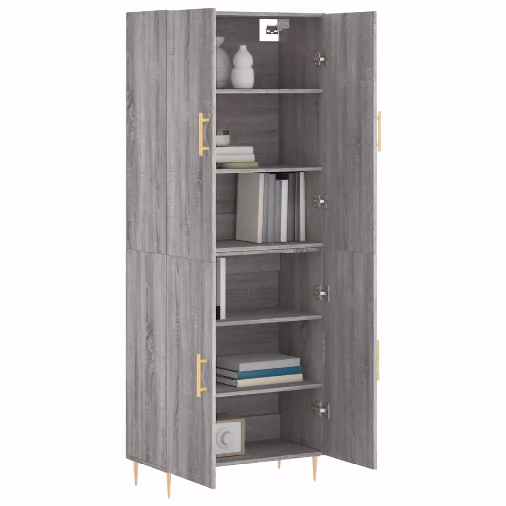 Berkfield Home Grey Sonoma Highboard in Engineered Wood, W: 69.5 cm, D: 34 cm, H: 180 cm – 2