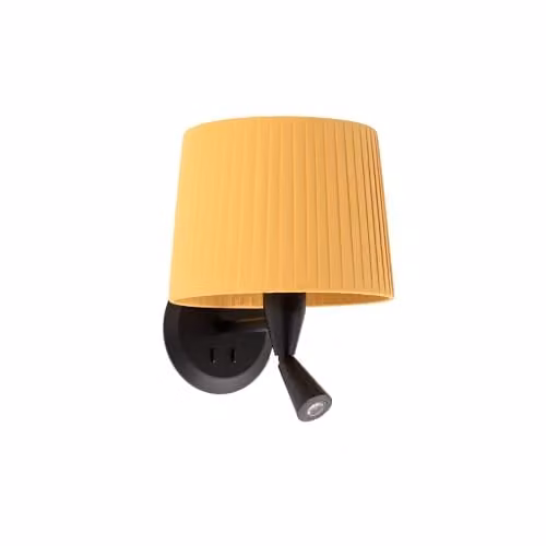 Netlighting Samba Wall Reading Light in Black and Yellow with E27 Socket, W/D/H: 21.5 x 16 x 16 cm
