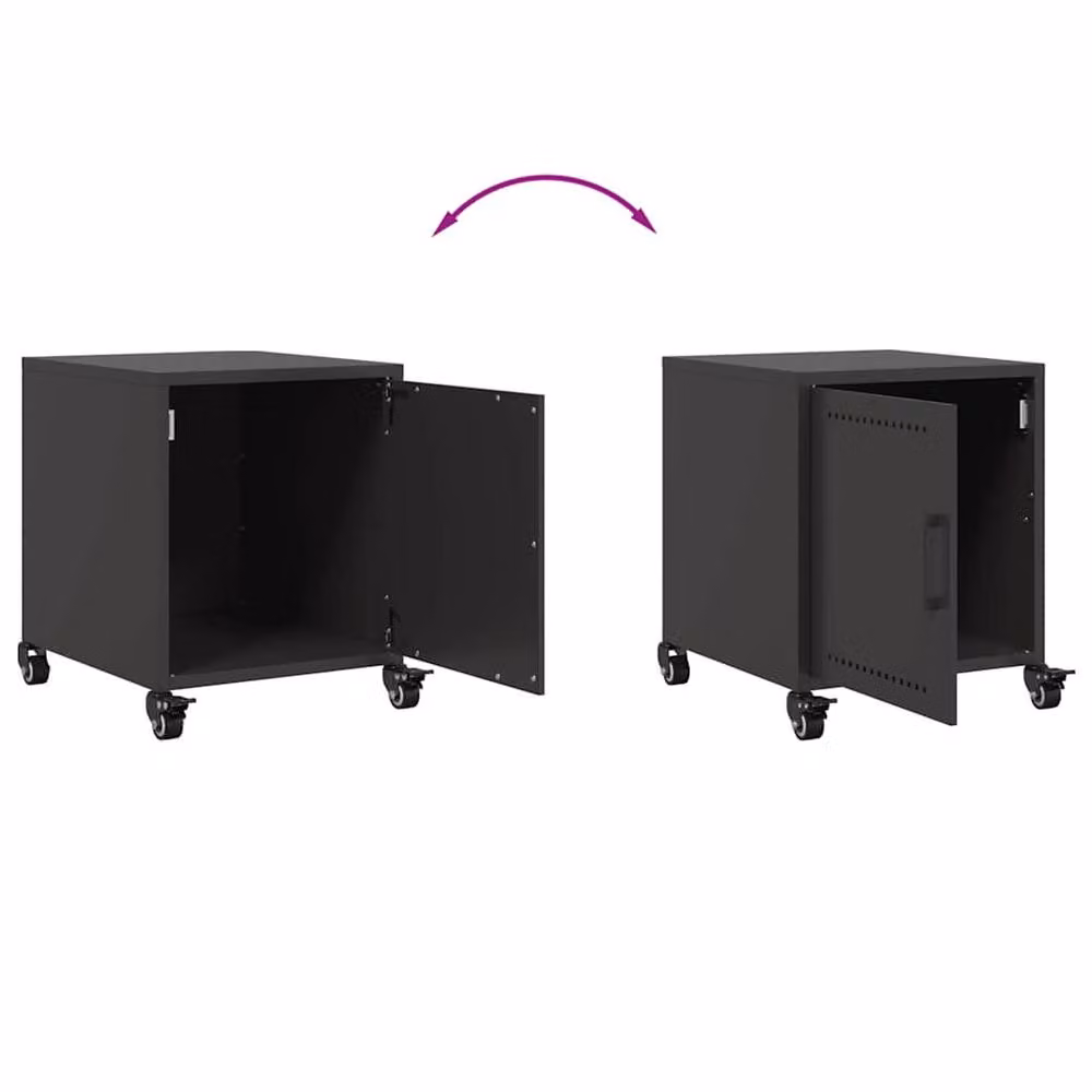 Berkfield Home Black Matt Metal Bedside Cabinet W/D/H: 36 x 39 x 43.5 cm – 4