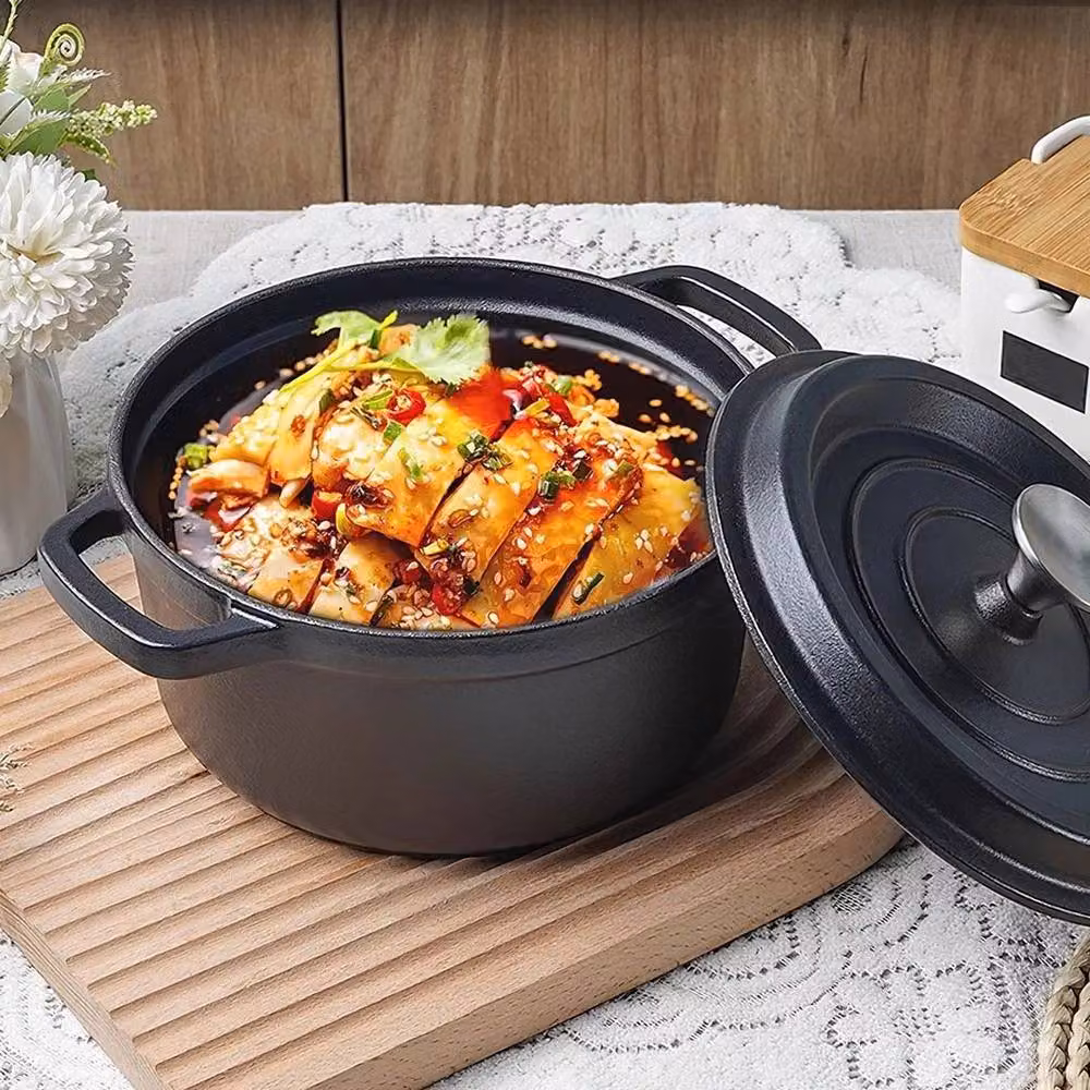NESTLUNE Nonstick Cast Iron Small Casserole Stew Pan in Black, W/D/H: 100 x 15 x 15 cm – 2