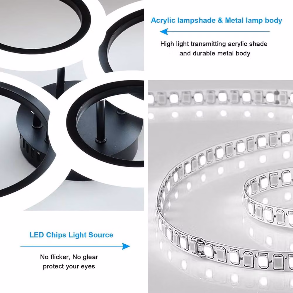 COMELY 32W Modern Black Ring Ceiling Light with APP Remote Control, Dimmable Memory Function and Timer – 6
