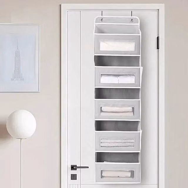 PAWNORA 5 Pocket Over the Door Hanging Organiser in Grey – 1