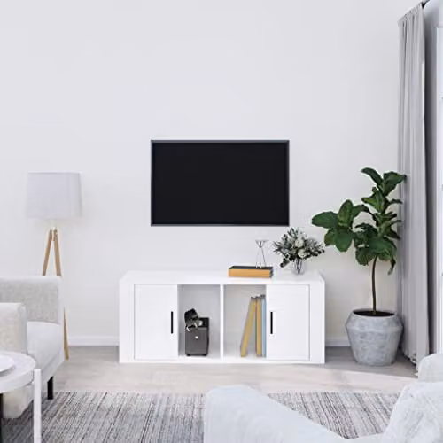 vidaXL Modern High Gloss White Engineered Wood TV Cabinet – 2