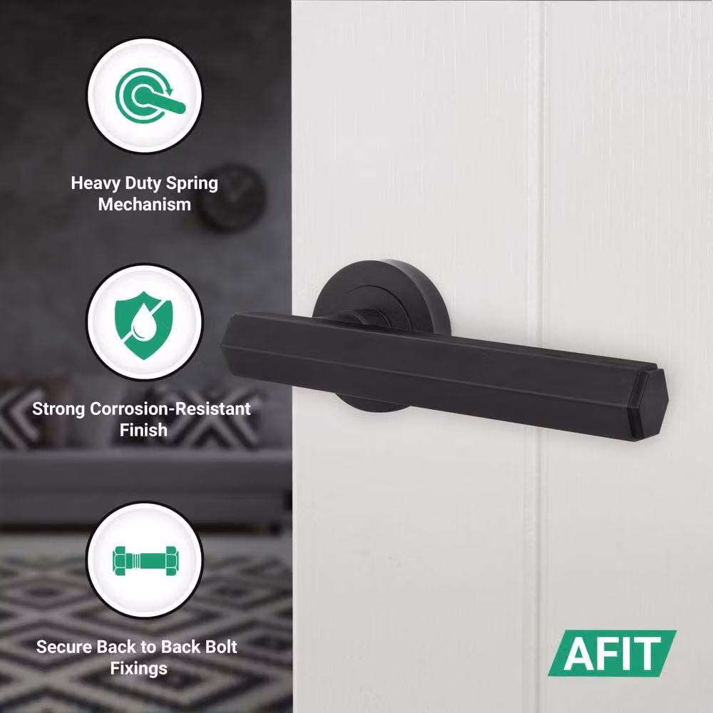 AFIT Matt Black Aluminium Door Handle and Latch Set, 5 Pack, W/D/H: 15 x 15 x 15 cm – 2
