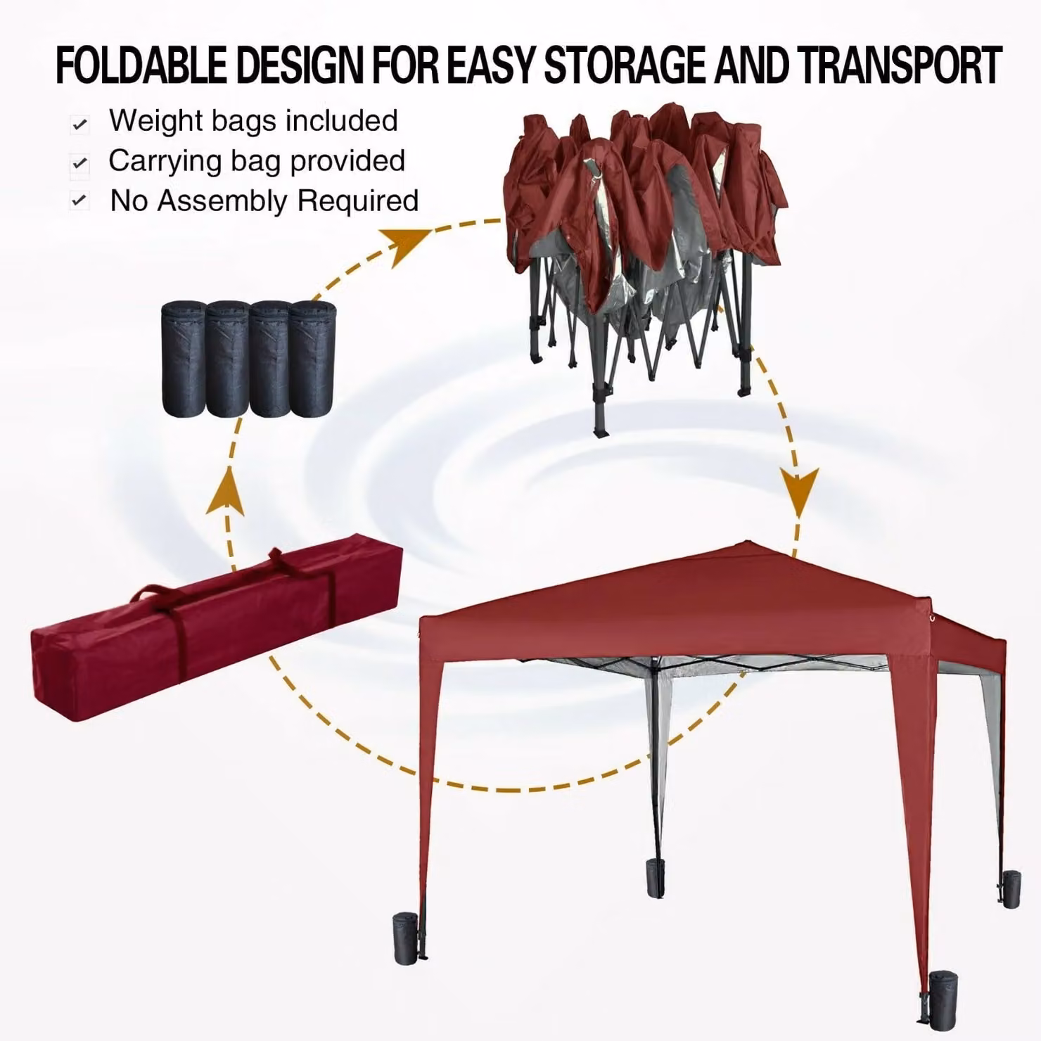 MCC Direct Red and Silver Pop Up Garden Party Gazebo Marquee Canopy W: 300 cm, D: 300 cm, H: 255.5 cm – 2