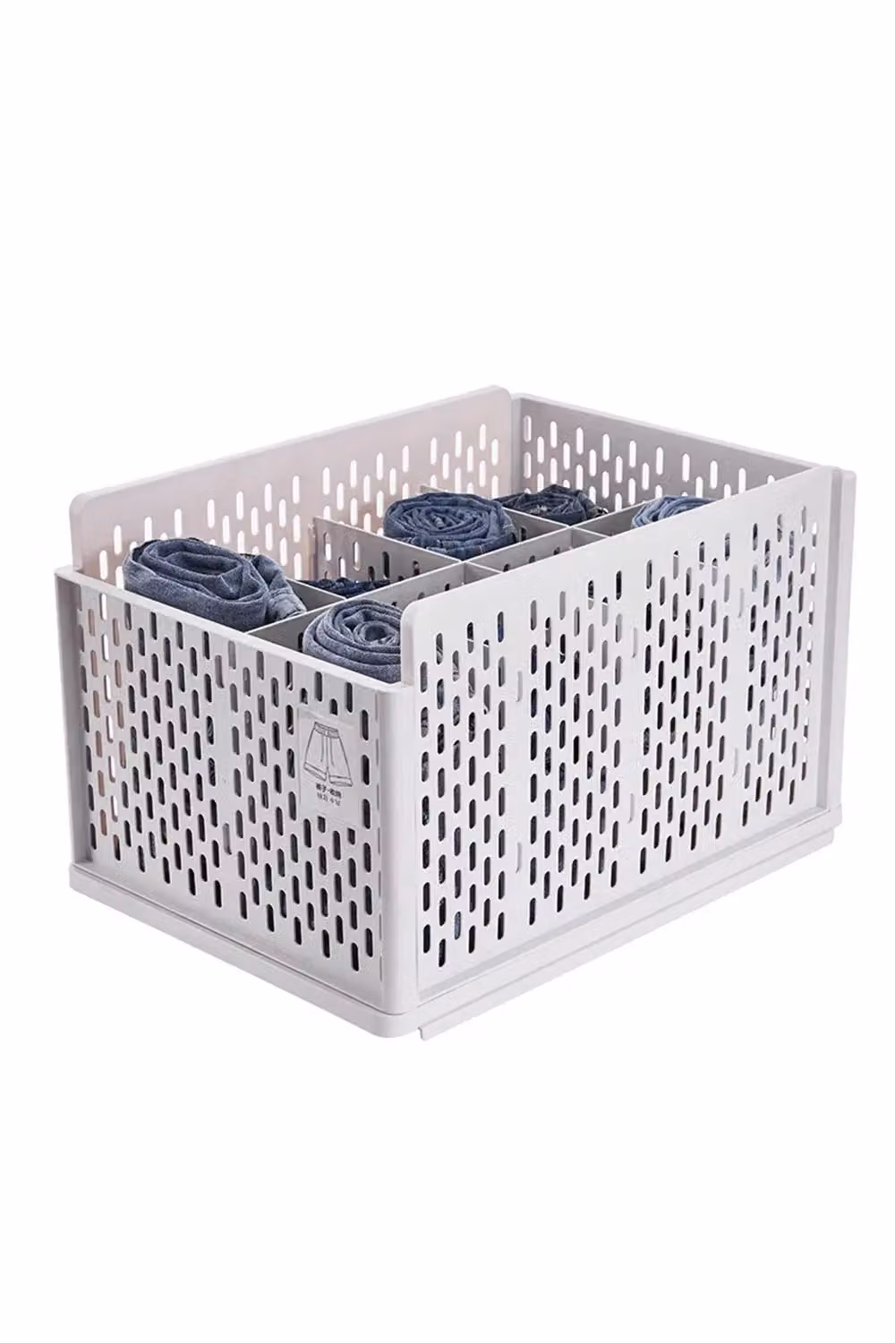 Living and Home Stackable Plastic Clothes Storage Basket and Wardrobe Drawer Organiser in White – 2