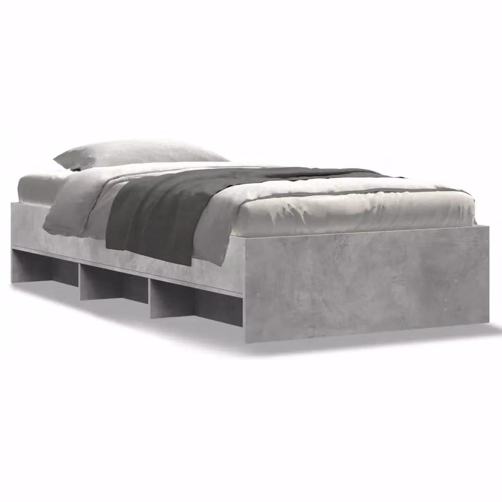 Berkfield Home Engineered Wood Bed Frame in Concrete Grey, W/D/H: 90 x 190 cm – 2