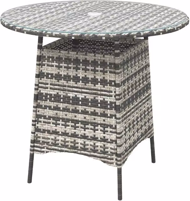 NESTLUNE Grey Polyrattan Rectangular Garden Table for Patio, Balcony or Terrace – 1