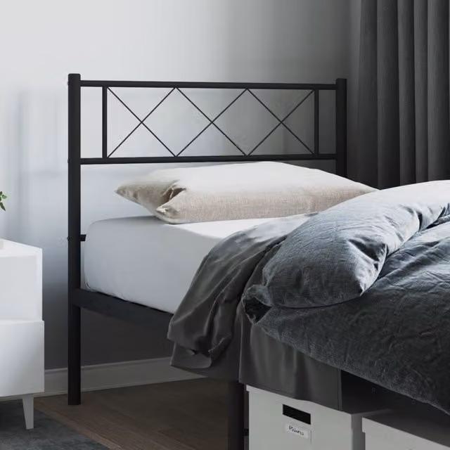 Berkfield Home Classic Metal Headboard in Black, 90 cm