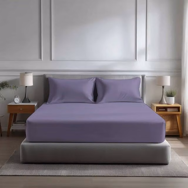 Snug City Microfibre Soft Touch Fitted Sheet, Lilac, Super King, W/D/H: 200 x 200 x 40 cm