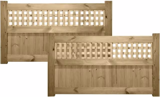 Premier Garden Supplies URBAN Interlocked Tongue Groove Double Driveway Gate with Square Trellis Top, Pressure Treated Wood, Width: 90 cm