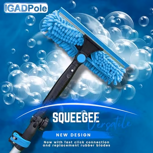 IGAD 17ft All-in-One Window Washing and Dusting Kit in White and Blue with Telescopic Handle and Microfibre Attachments – 2