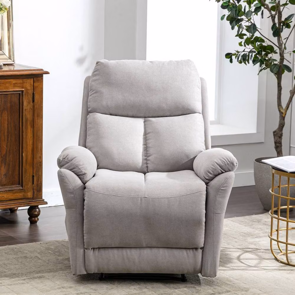 Fascinate Manual Recliner Chair in Grey Microfibre Fabric – 3