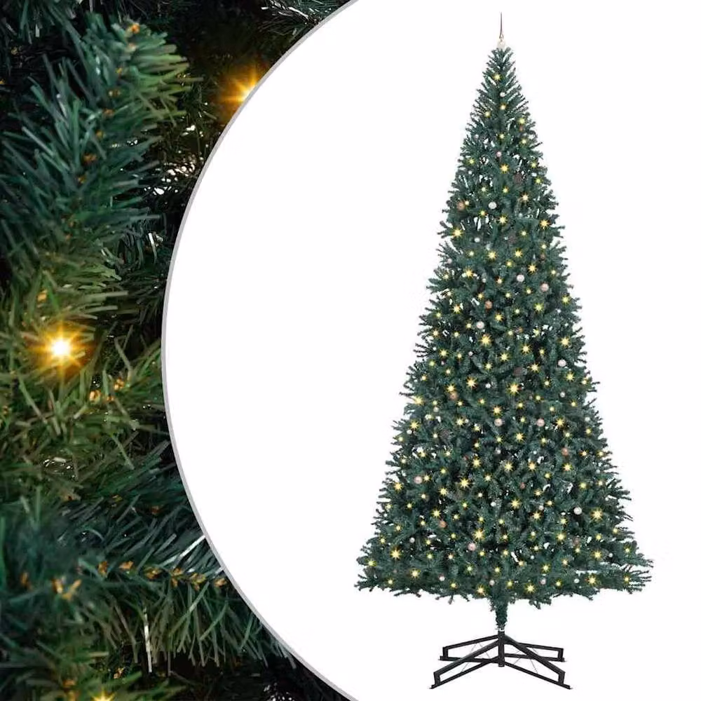 Berkfield Home Artificial Pre-lit Christmas Tree with Ball Set, Green, 500 cm – 2
