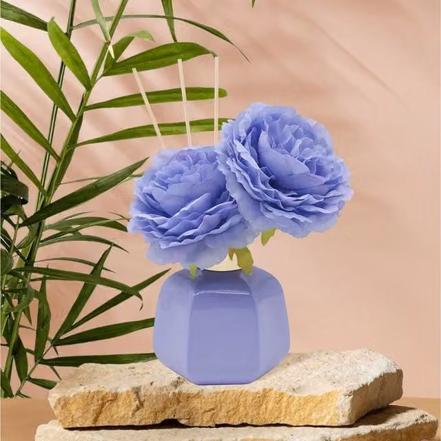 Kingsbury Gifts Purple Floral and Chamomile Ceramic Reed Diffuser, 100ml