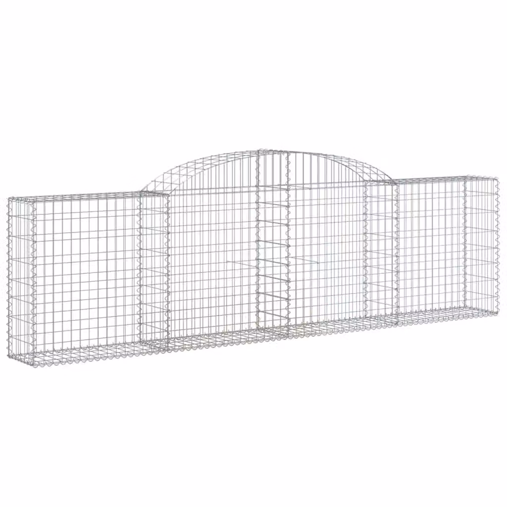 Berkfield Home Arched Gabion Basket in Silver Galvanised Steel, W: 300 cm, D: 30 cm, H: 80-100 cm – 2