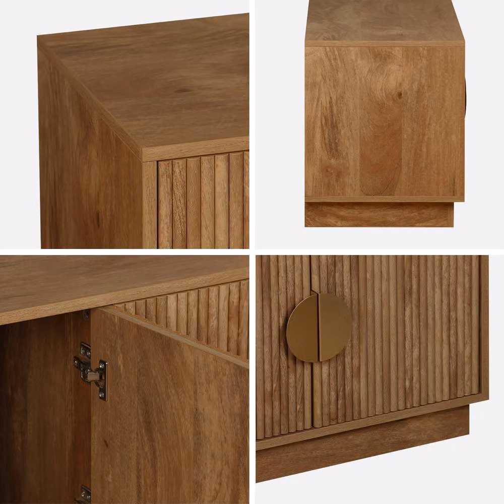 Sweek Exotic Wooden Effect TV Unit in Brown with 4 Doors, W: 140 cm, H: 48 cm, D: 40 cm – 2