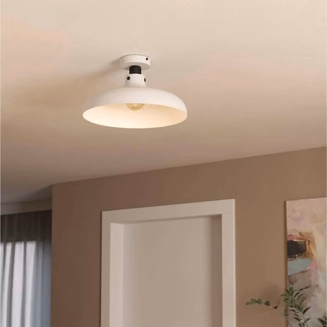 Eglo Matlock Industrial Round Metal Ceiling Light in Grey