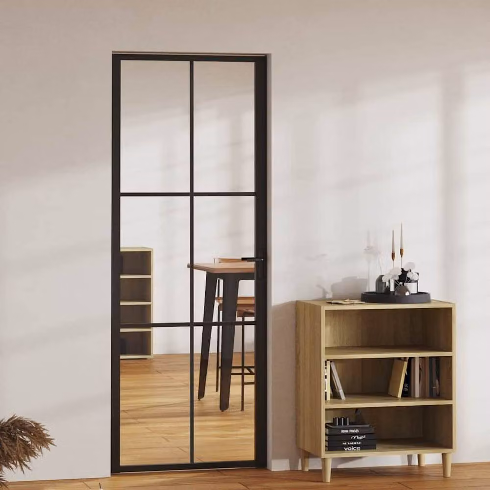 Berkfield Home Interior ESG Glass and Aluminium Door, Black, W: 76 cm, H: 201.5 cm – 2