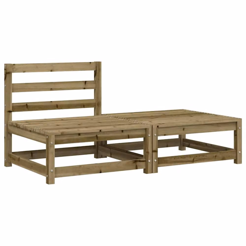 Berkfield Home Rustic Brown Impregnated Pine Armless Garden Sofa with Footstool – 2