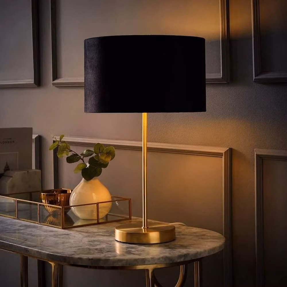 FORGEVIO Modern Metal Table Lamp in Black and Gold with Bulb Included