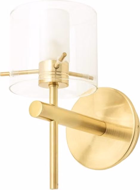 Litecraft Lincoln Modern Bathroom Wall Light in Brass and Glass