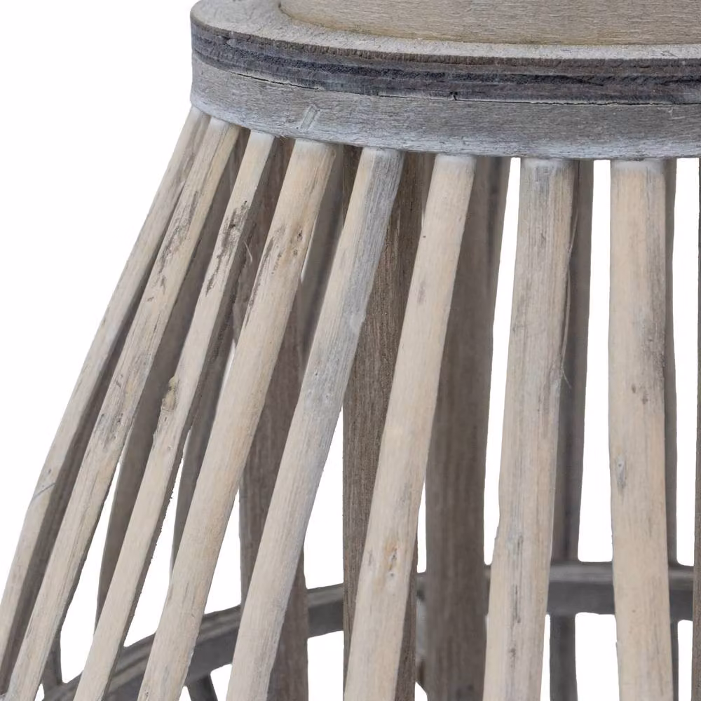 JVL Luna Natural Bulb Shaped Willow Wood Lantern with Wooden Handle, Grey, W/D/H: 23.0 x 20.0 x 20.0 cm – 2