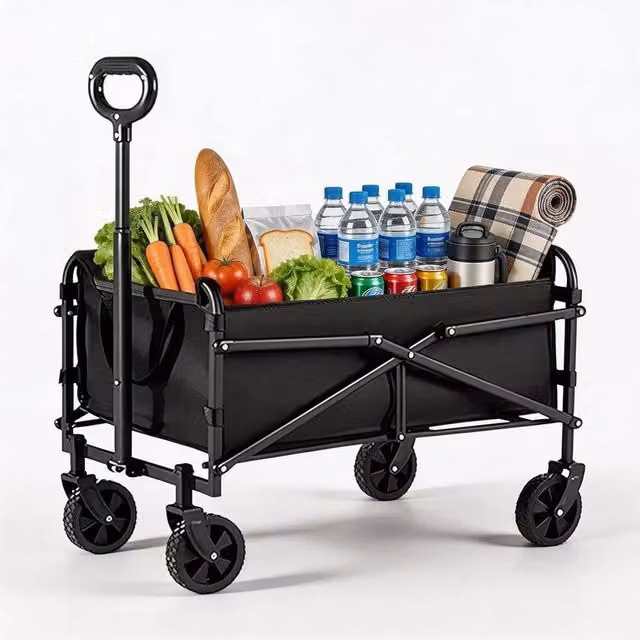 Kelvenix Mini Folding Trolley Cart for Camping, Black, W/D/H: 52.0 x 34.0 x 57.0 cm