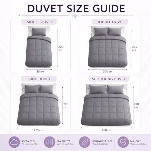 Lazzaro Home Pack of 4 Double Hollow Fibre Duvets, 10.5 Tog, W/D/H: 200 x 200 cm – 2