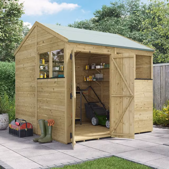 BillyOh Rustic Brown Wooden Apex Shed with Window and Tongue and Groove Construction