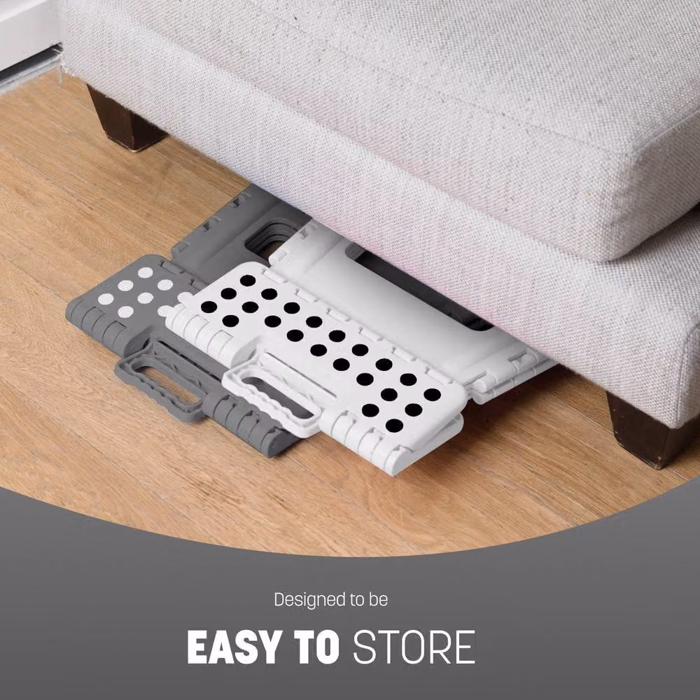 Keplin Heavy Duty Folding Step Stool, Non-Slip Foldable Footstool, White, 37 cm – 4