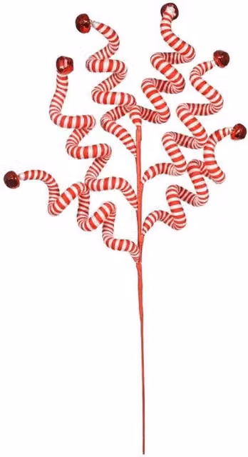 KDMD Red and White Striped Christmas Sprig Pick, 58 cm