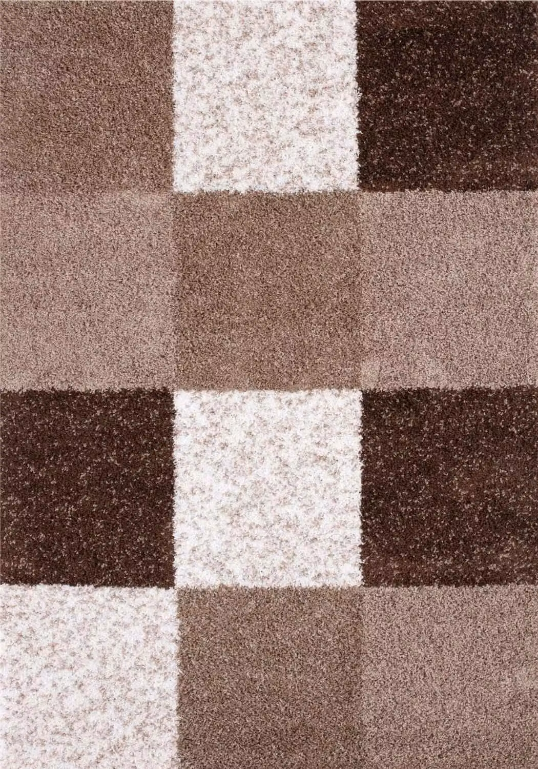 THE RUGS Soft Check High Pile Shaggy Rug, Brown, W/D/H: 120 x 170 x 3 cm – 2