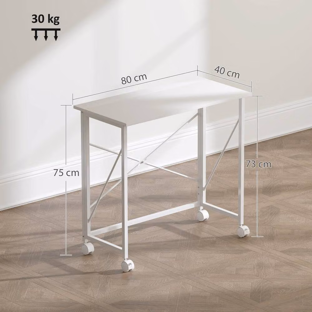 Wyld Haus Romira White Folding Writing Desk with Lockable Castors W/D/H: 80 x 40 x 75 cm – 3