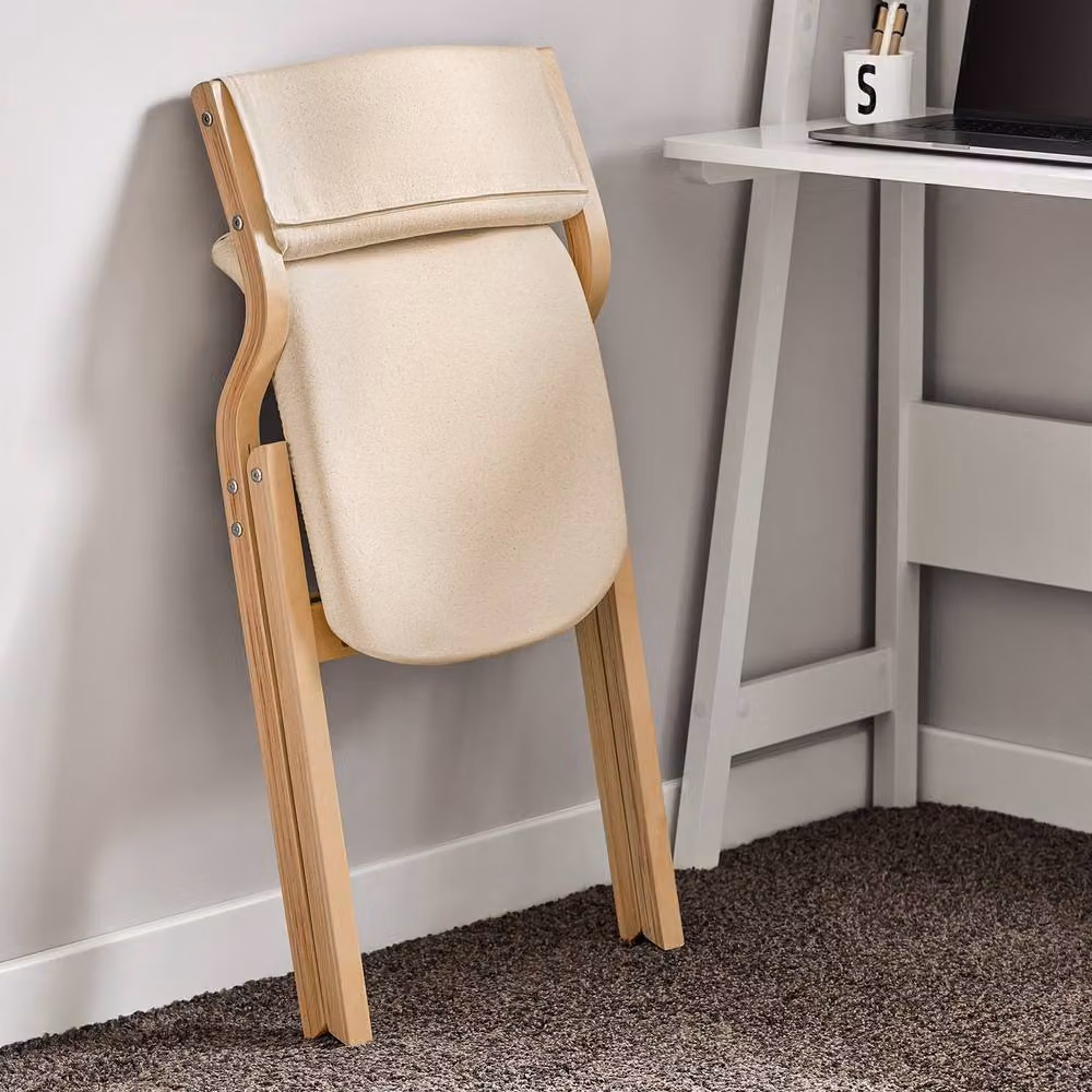 SoBuy Modern Folding Dining Chair with Padded Fabric Seat and Back in White – 2