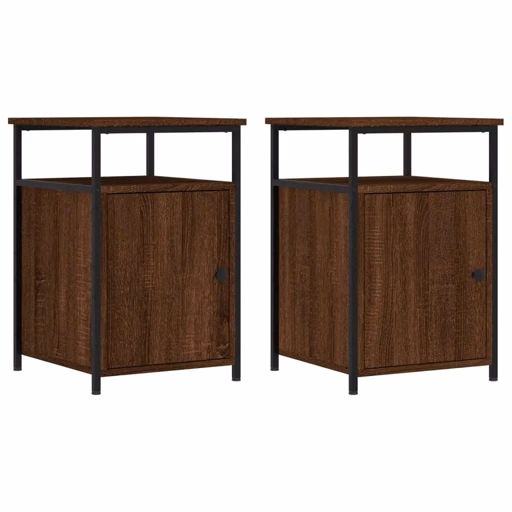 Berkfield Home Set of 2 Brown Oak Bedside Cabinets, W/D/H: 40 x 42 x 60 cm – 1