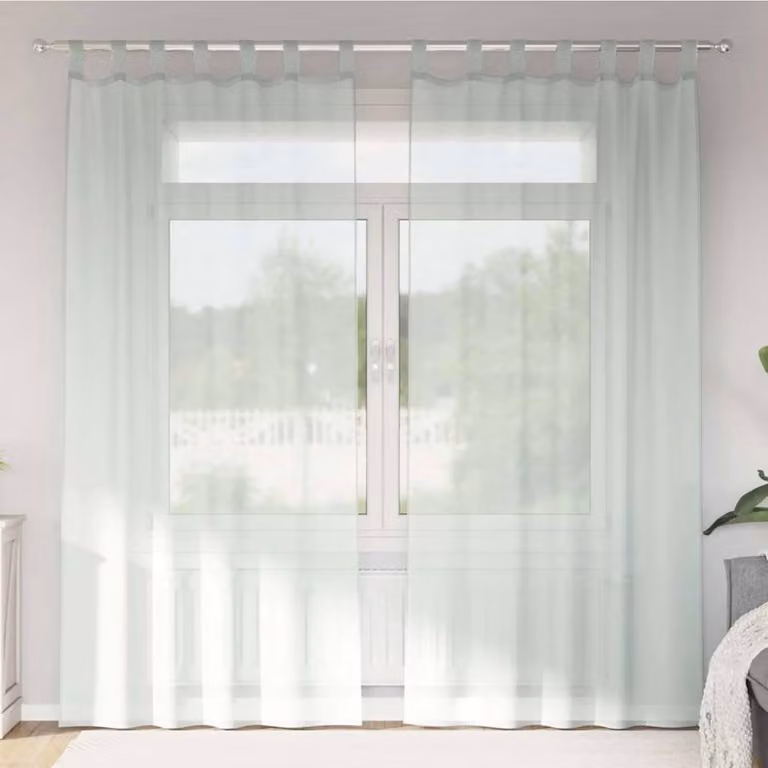 Berkfield Home Voile Fabric Panel Curtains with Tabs, 2 Pack, Light Grey, W: 140 cm, H: 245 cm