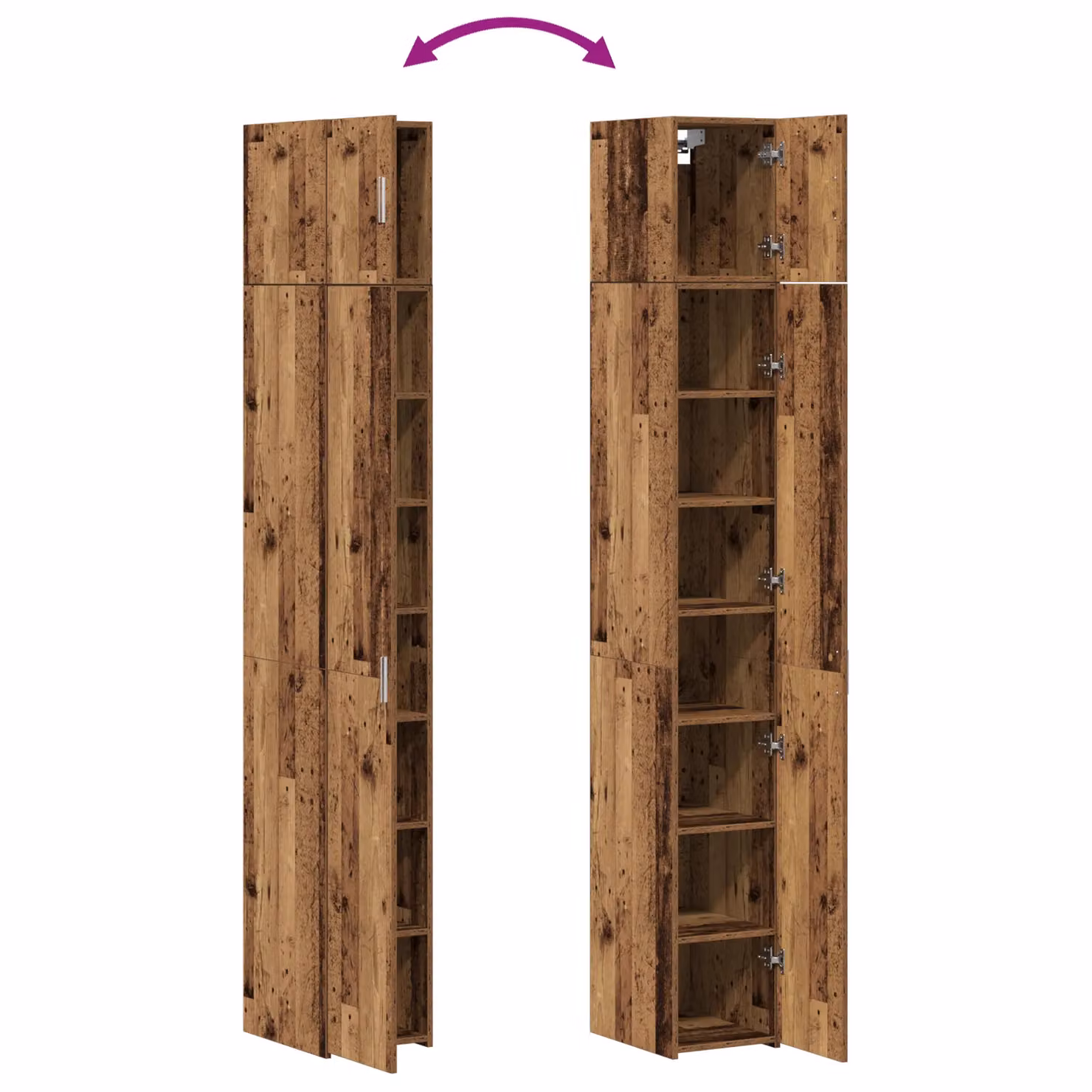 Berkfield Home Slim Storage Cabinet in Brown Old Wood, W/D/H: 30 x 22.5 x 225 cm – 4