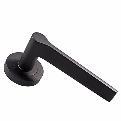 Loops Pair of Straight Rounded Handles on Round Rose with Concealed Fix, Matt Bronze – 1