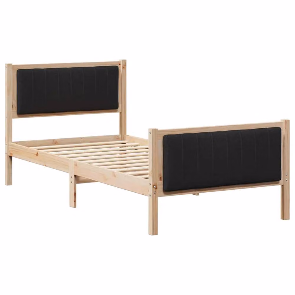 Berkfield Home Solid Pine Wood Bed Frame in Brown and Black, W/D/H: 90 x 200 cm – 2
