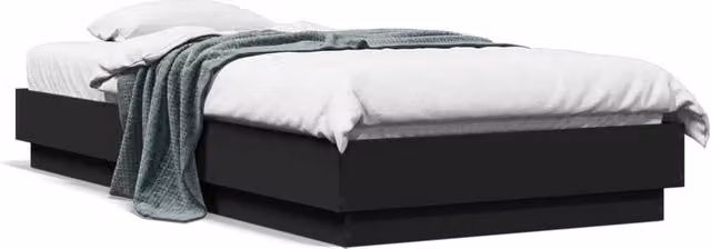 Berkfield Home Small Single Wood Bed Frame, Black, W: 75 cm, L: 190 cm