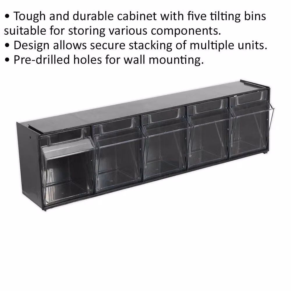 Loops 5 Drawer Stackable Cabinet in Black, Wall Mounted or Standing, W: 60 cm, D: 14 cm, H: 17 cm – 2