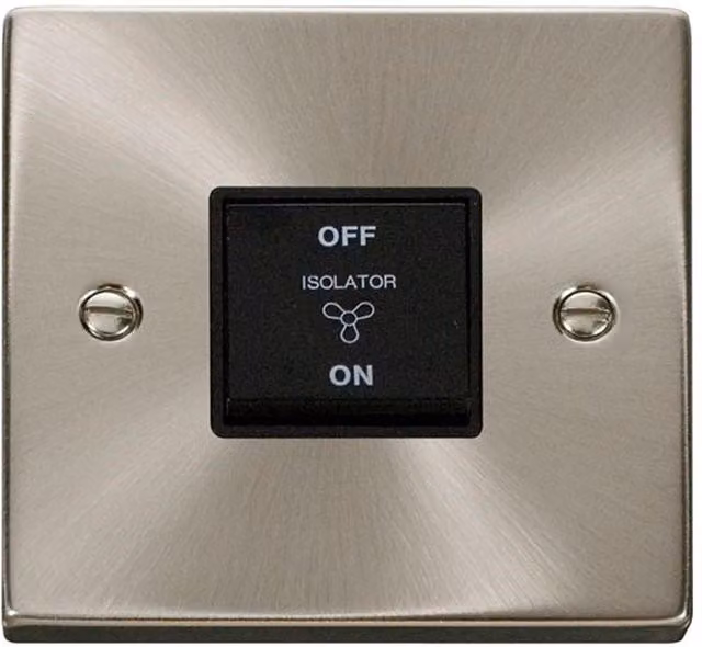 SE Home 10A 3 Pole Fan Isolation Switch in Brushed Chrome and Metallic Silver