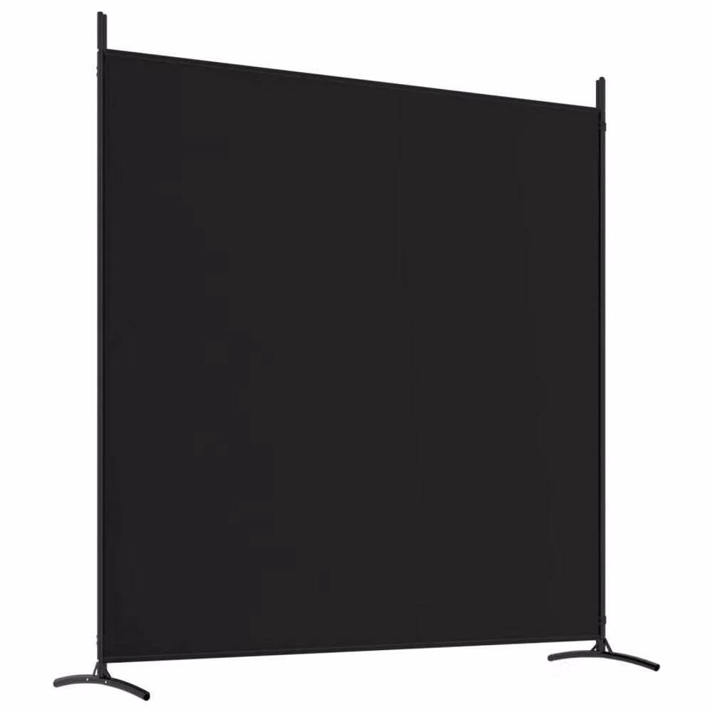 Berkfield Home 3-Panel Fabric and Metal Room Divider in Black, H 180 cm x W 525 cm – 4