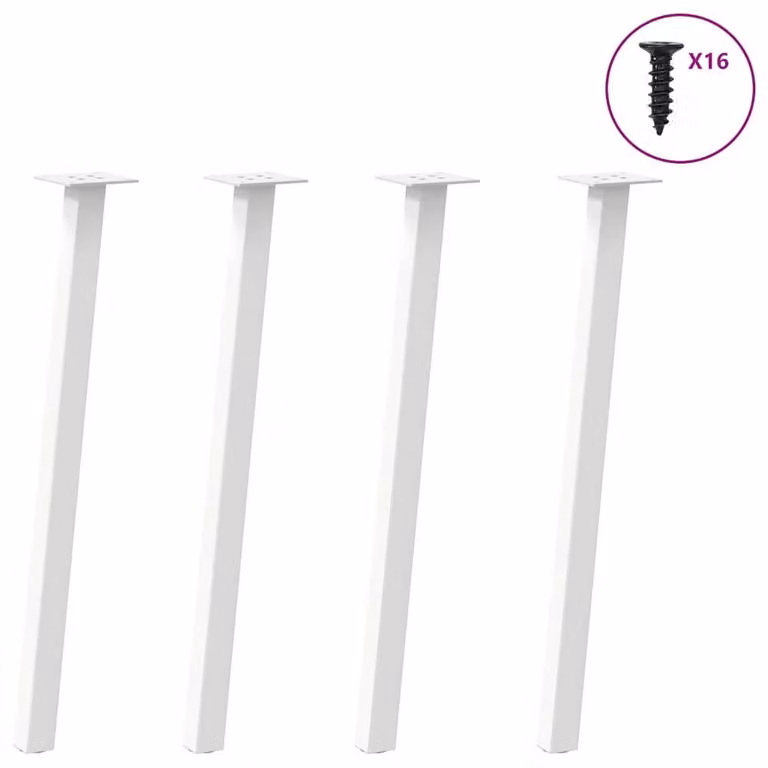 Berkfield Home Modern Coffee Table Legs, 4 Pieces, White Steel, Height: 72 cm