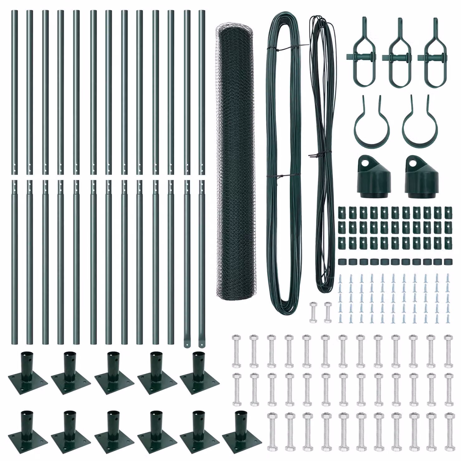 Berkfield Home Set of 2 Forest Green PVC Coated Metal Fencing, W: 1 m, H: 25 cm – 2