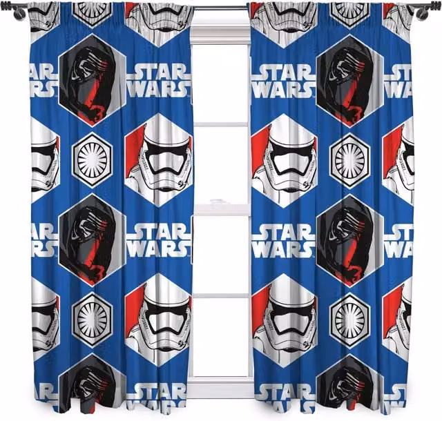Star Wars Episode VII Awaken Blue Blackout Pencil Pleat Curtains, Pack of 2